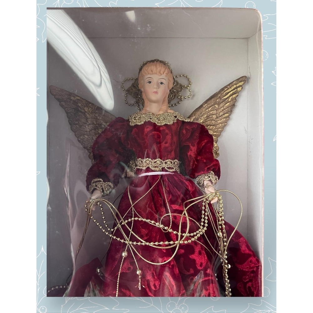 New In Original Box Victorian Angel‎ Xmas Tree Topper - Vintage holiday Decor
